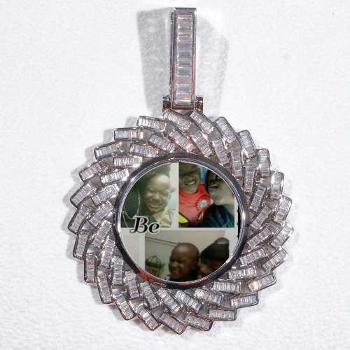 Large 3D Baguette Custom Picture Pendant