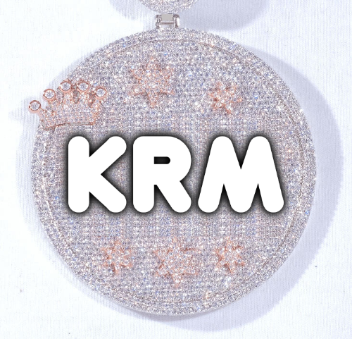 CUSTOM LETTER NECKLACE 3D BIG CROWN DISC