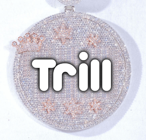 CUSTOM LETTER NECKLACE 3D BIG CROWN DISC