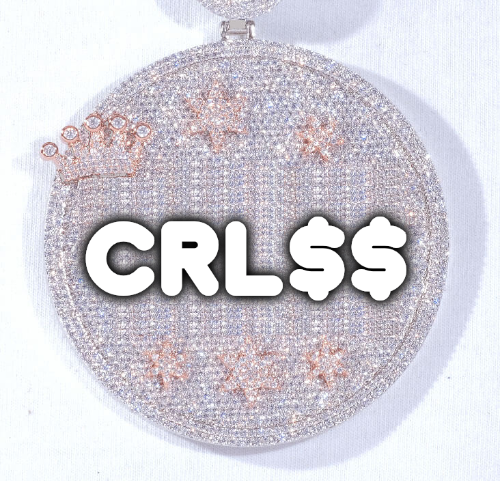 CUSTOM LETTER NECKLACE 3D BIG CROWN DISC