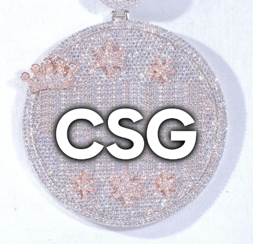 CUSTOM LETTER NECKLACE 3D BIG CROWN DISC