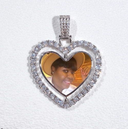 3D Spinning 2-Faced Heart Custom Picture Pendant