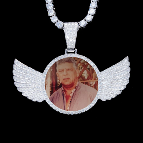 925S & VVS Moissanite 3D Wing Custom Picture Pendant