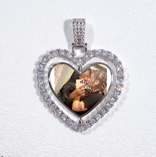 3D Spinning 2-Faced Heart Custom Picture Pendant