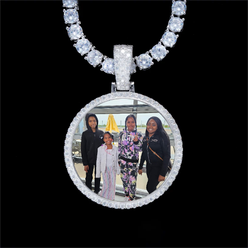 925S & VVS Moissanite 3D Circle Custom Picture Pendant