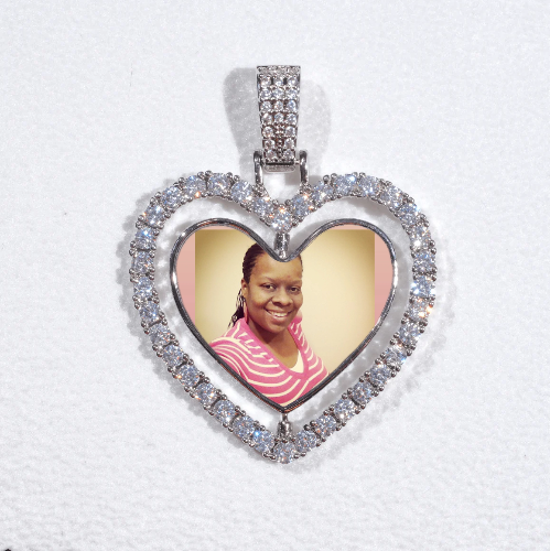 3D Spinning 2-Faced Heart Custom Picture Pendant