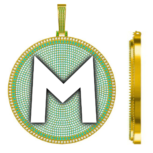 CUSTOM LETTER NECKLACE 3D BIG DISC