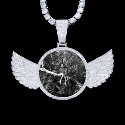 925S & VVS Moissanite 3D Wing Custom Picture Pendant