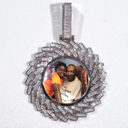 Large 3D Baguette Custom Picture Pendant