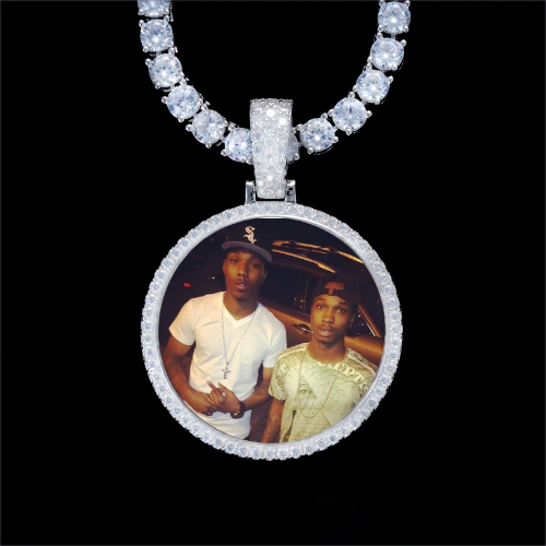 925S & VVS Moissanite 3D Circle Custom Picture Pendant