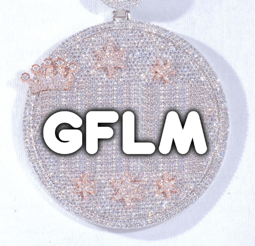 CUSTOM LETTER NECKLACE 3D BIG CROWN DISC