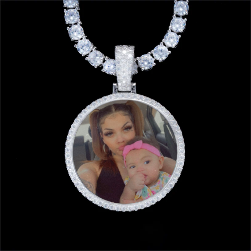 925S & VVS Moissanite 3D Circle Custom Picture Pendant