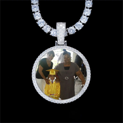 925S & VVS Moissanite 3D Circle Custom Picture Pendant