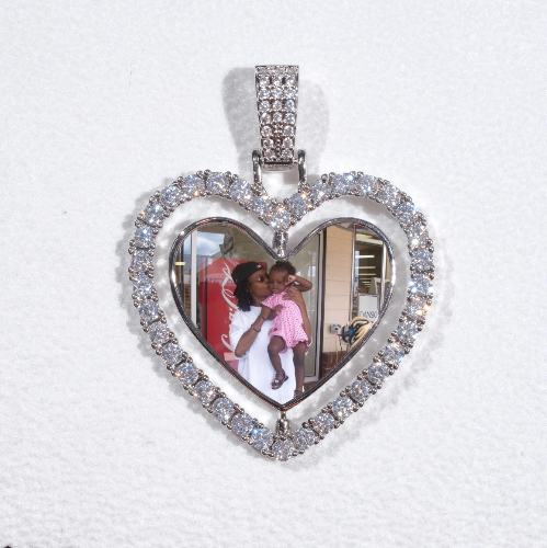 3D Spinning 2-Faced Heart Custom Picture Pendant