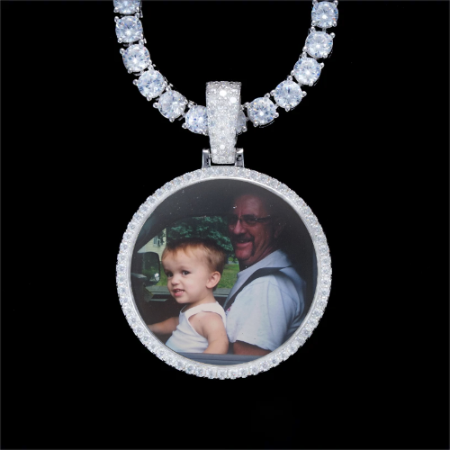 925S & VVS Moissanite 3D Circle Custom Picture Pendant