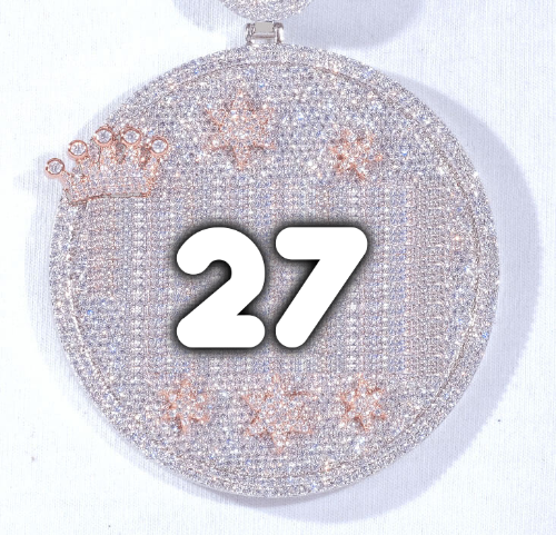 CUSTOM LETTER NECKLACE 3D BIG CROWN DISC