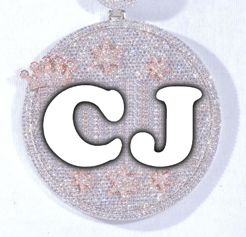 CUSTOM LETTER NECKLACE 3D BIG CROWN DISC