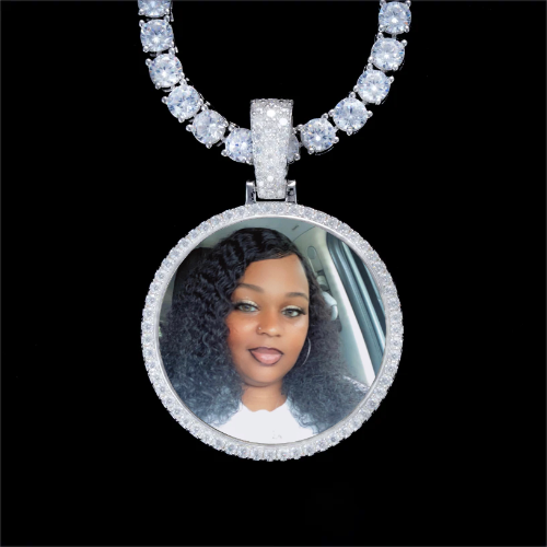 925S & VVS Moissanite 3D Circle Custom Picture Pendant