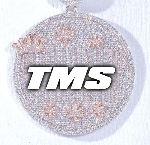 CUSTOM LETTER NECKLACE 3D BIG CROWN DISC
