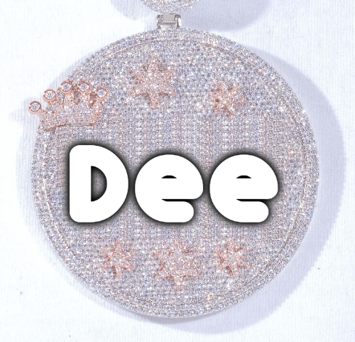 CUSTOM LETTER NECKLACE 3D BIG CROWN DISC