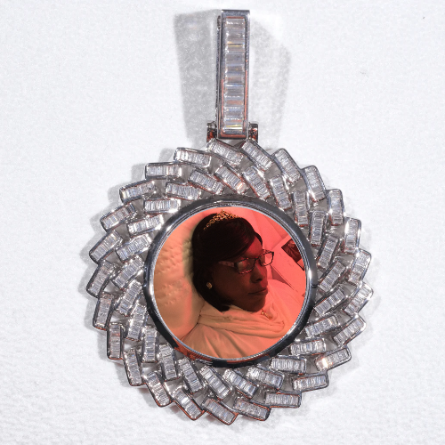 Large 3D Baguette Custom Picture Pendant