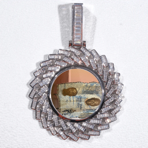 Large 3D Baguette Custom Picture Pendant