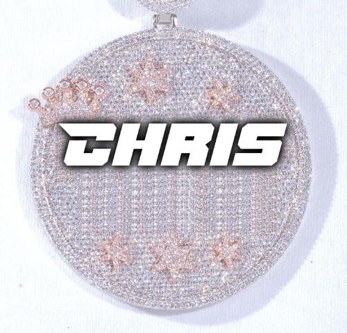 CUSTOM LETTER NECKLACE 3D BIG CROWN DISC