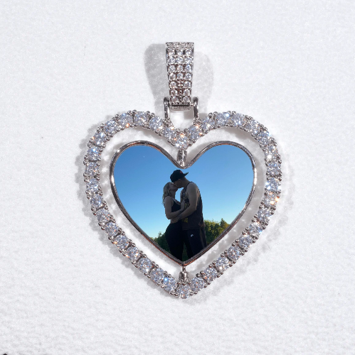 3D Spinning 2-Faced Heart Custom Picture Pendant