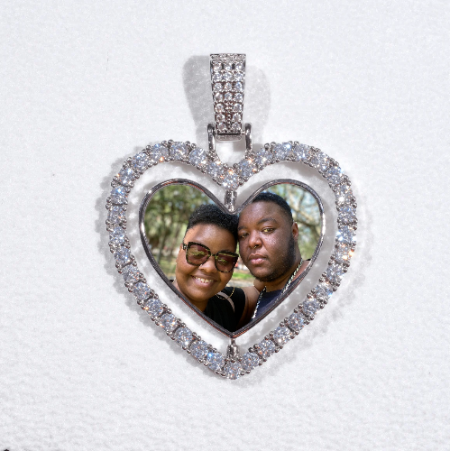 3D Spinning 2-Faced Heart Custom Picture Pendant