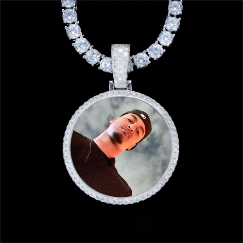 925S & VVS Moissanite 3D Circle Custom Picture Pendant