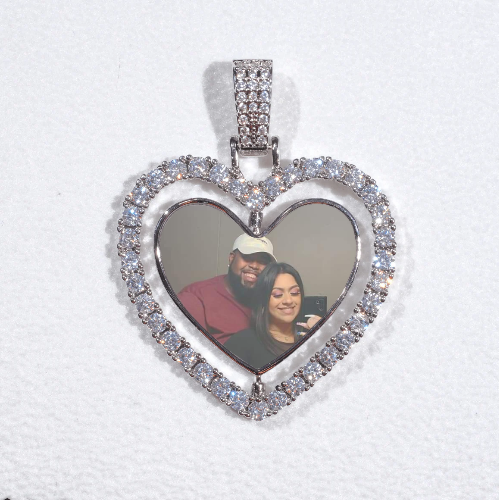 3D Spinning 2-Faced Heart Custom Picture Pendant