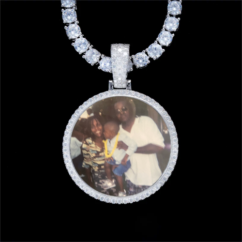 925S & VVS Moissanite 3D Circle Custom Picture Pendant