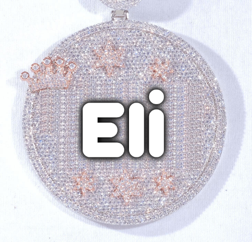 CUSTOM LETTER NECKLACE 3D BIG CROWN DISC