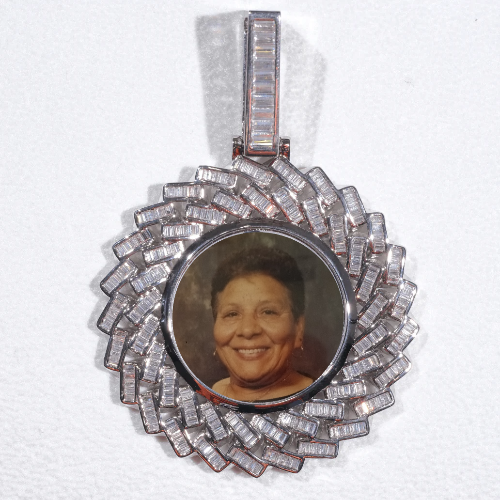 Large 3D Baguette Custom Picture Pendant