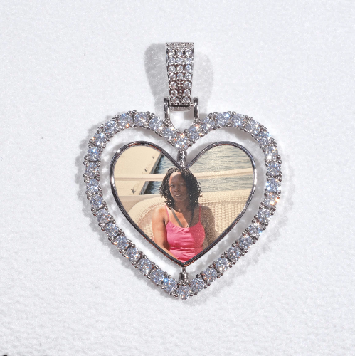 3D Spinning 2-Faced Heart Custom Picture Pendant
