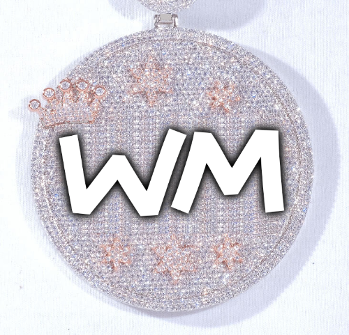 CUSTOM LETTER NECKLACE 3D BIG CROWN DISC