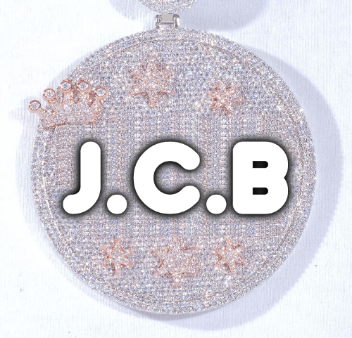 CUSTOM LETTER NECKLACE 3D BIG CROWN DISC