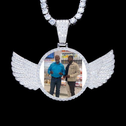 925S & VVS Moissanite 3D Wing Custom Picture Pendant