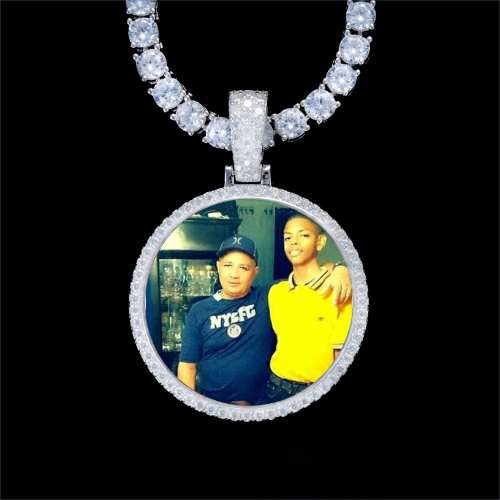 925S & VVS Moissanite 3D Circle Custom Picture Pendant