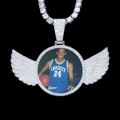 925S & VVS Moissanite 3D Wing Custom Picture Pendant