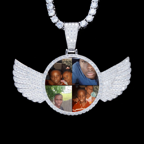 925S & VVS Moissanite 3D Wing Custom Picture Pendant