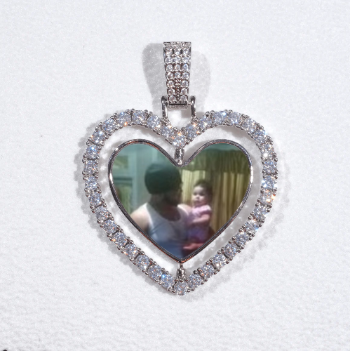 3D Spinning 2-Faced Heart Custom Picture Pendant