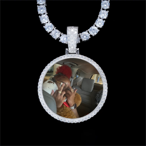 925S & VVS Moissanite 3D Circle Custom Picture Pendant