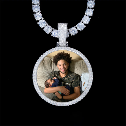 925S & VVS Moissanite 3D Circle Custom Picture Pendant