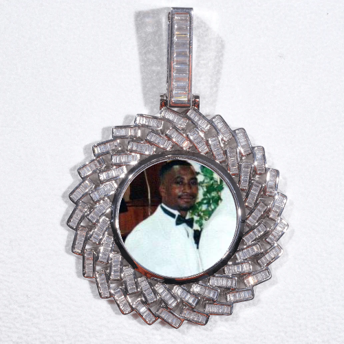 Large 3D Baguette Custom Picture Pendant