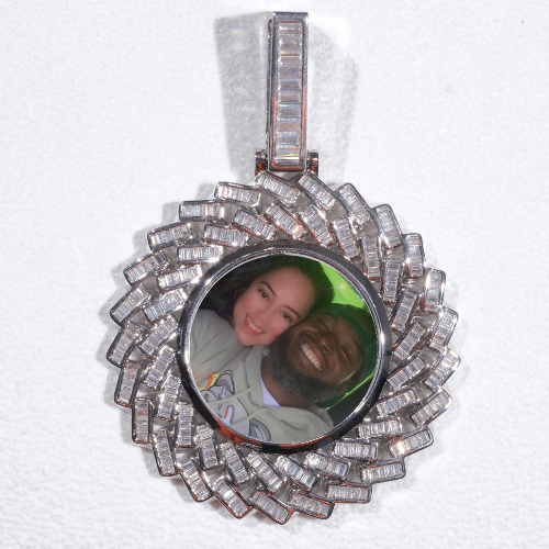 Large 3D Baguette Custom Picture Pendant