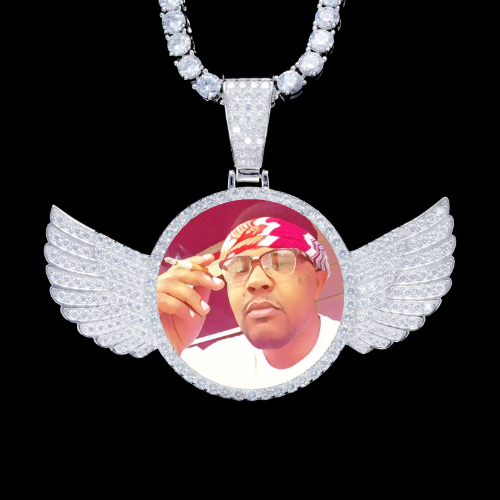 925S & VVS Moissanite 3D Wing Custom Picture Pendant
