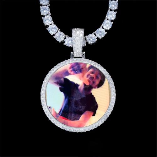925S & VVS Moissanite 3D Circle Custom Picture Pendant