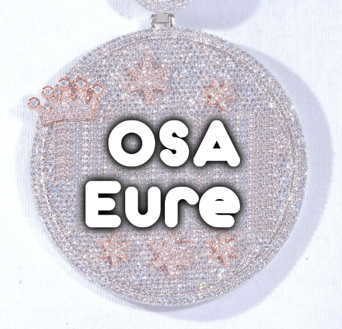 CUSTOM LETTER NECKLACE 3D BIG CROWN DISC