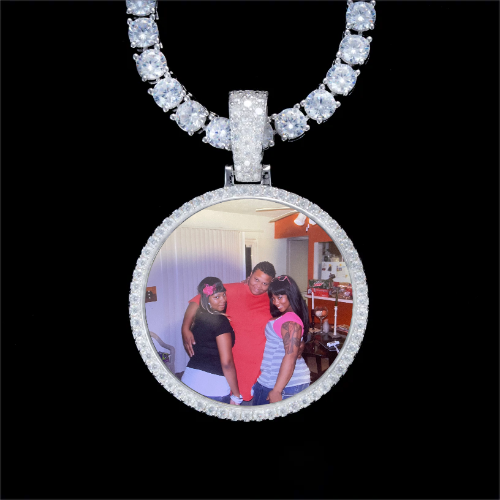 925S & VVS Moissanite 3D Circle Custom Picture Pendant